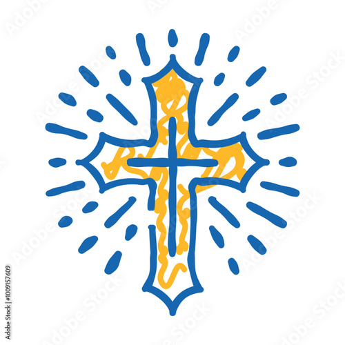 cross tattoo art vintage doodle icon sketch vector. cross tattoo art vintage sign. isolated symbol illustration