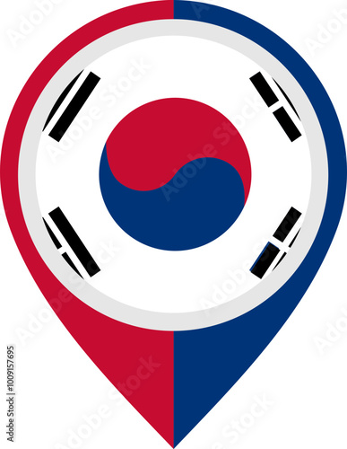 Map Icon Inside South Korea Flag