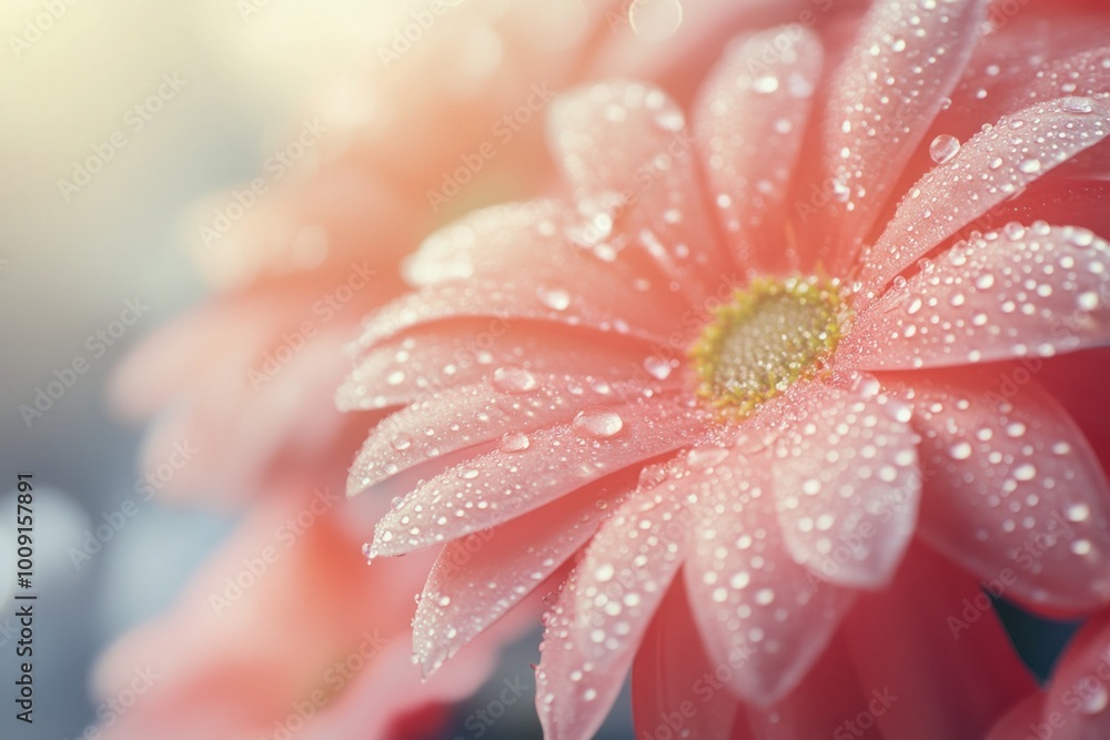 Close-Up of Beautiful Pink Flowers with Dew Close-Up of Beautiful Pink Flowers with Dew