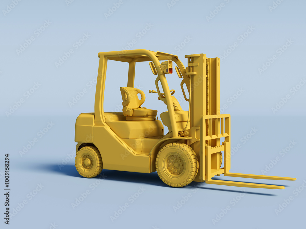 yellow Forklift on a light blue background. 3D Rendering. yellow Forklift on a light blue background. 3D Rendering.