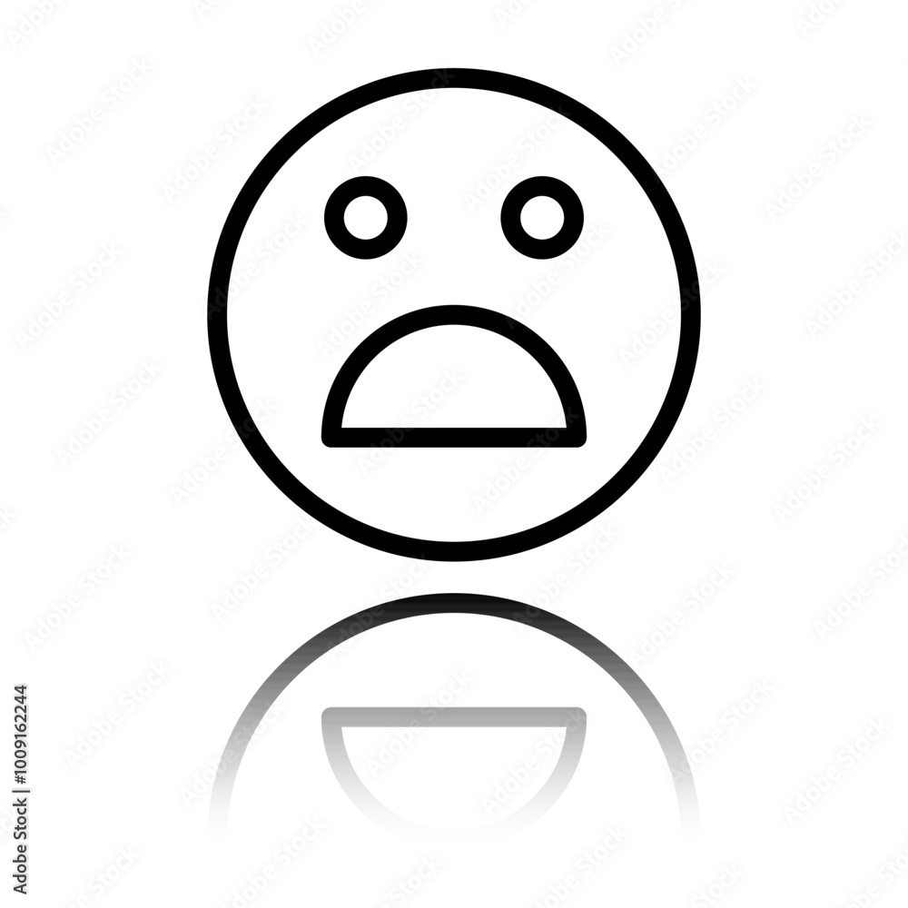 Smile vector, simple icon. Flat design. Black icon with mirror reflection. White background Smile vector, simple icon. Flat design. Black icon with mirror reflection. White background