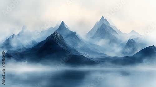 Wallpaper Mural 50. A mountain range with misty effects blending into a human figure, the transparent layers and soft transitions creating a surreal beauty that highlights the quiet power of nature and identity  Torontodigital.ca
