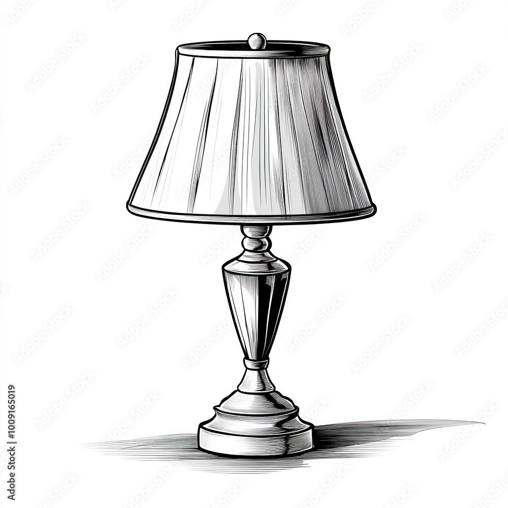 A classic table lamp with a decorative shade and base, designed for illumination. A classic table lamp with a decorative shade and base, designed for illumination.