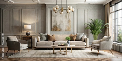 elegant and stylish space, mix of textures, neutral palette