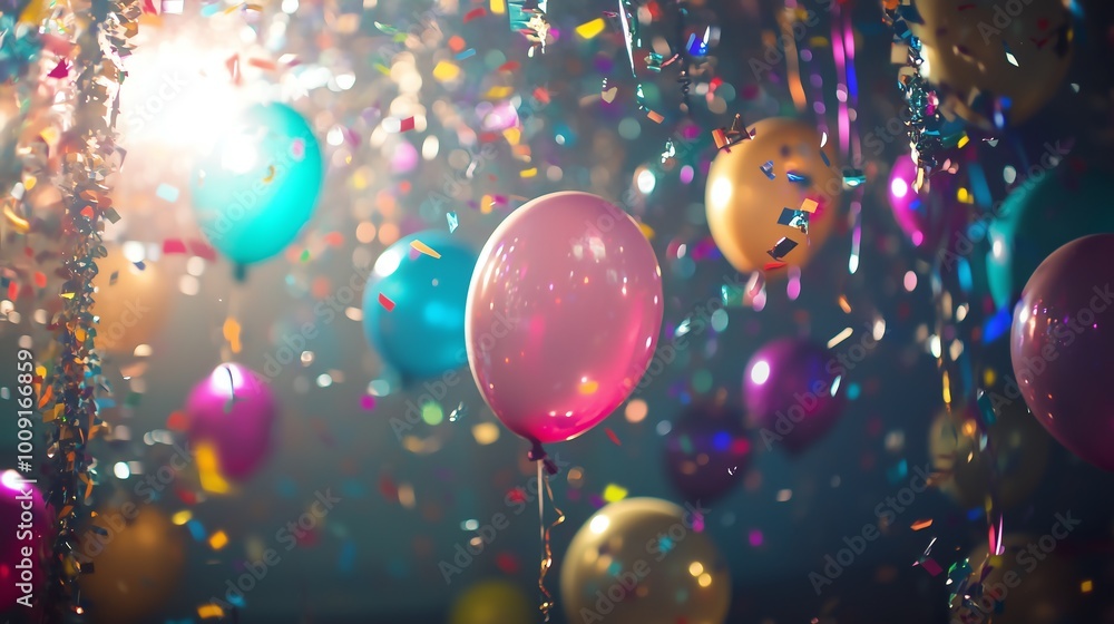 A Close-up of New Year�s Party Decorations Including Sparklers and Confetti, Creating a Joyful and Colorful Atmosphere for Celebrating A Close-up of New Year�s Party Decorations Including Sparklers and Confetti, Creating a Joyful and Colorful Atmosphere for Celebrating