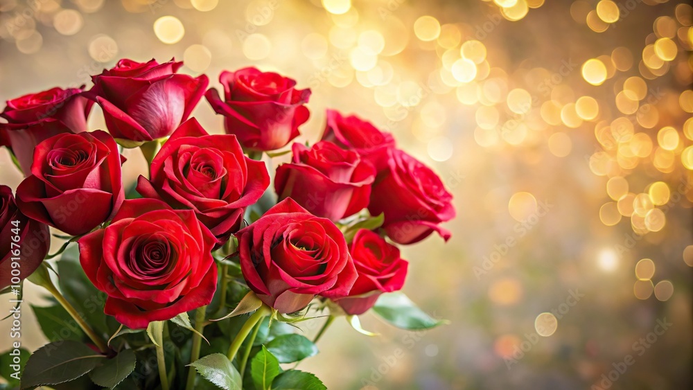 Elegant bouquet of red roses against a soft abstract background Elegant bouquet of red roses against a soft abstract background