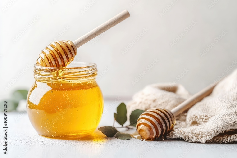 Sweet honey isolated on white background - generative ai Sweet honey isolated on white background - generative ai
