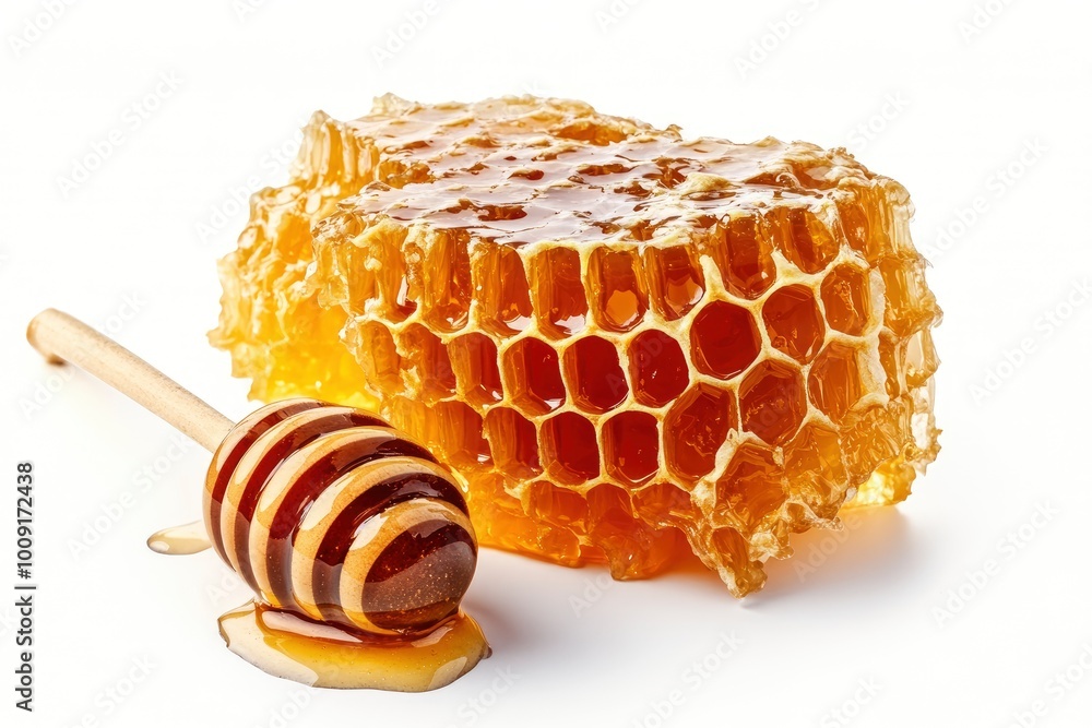 Sweet honey isolated on white background - generative ai Sweet honey isolated on white background - generative ai