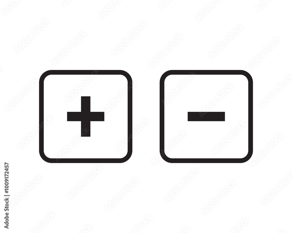 Plus and minus sign set. Vector Plus and minus sign set. Vector