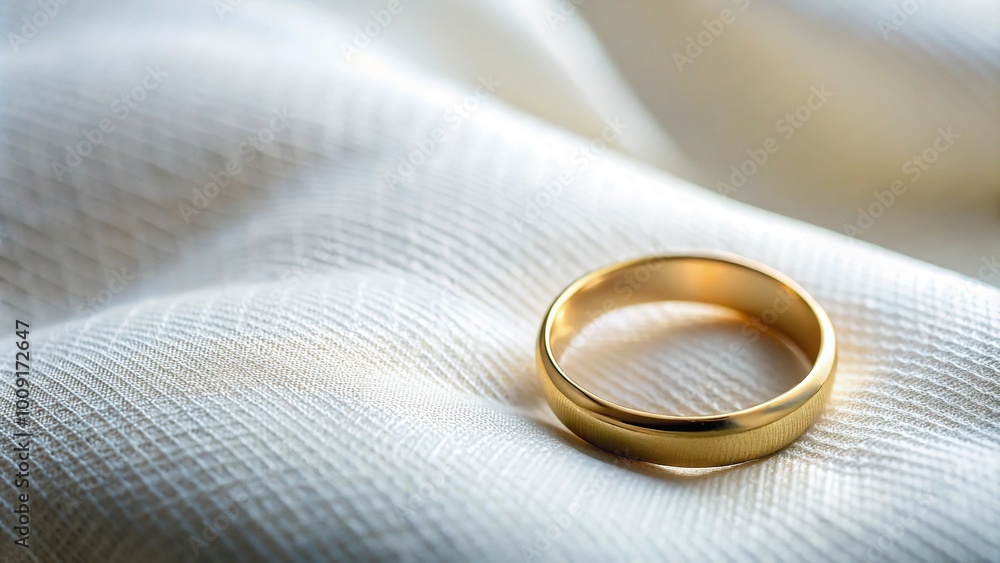 elegant gold ring displayed on a fluffy white pillow, minimalist jewelry elegant gold ring displayed on a fluffy white pillow, minimalist jewelry