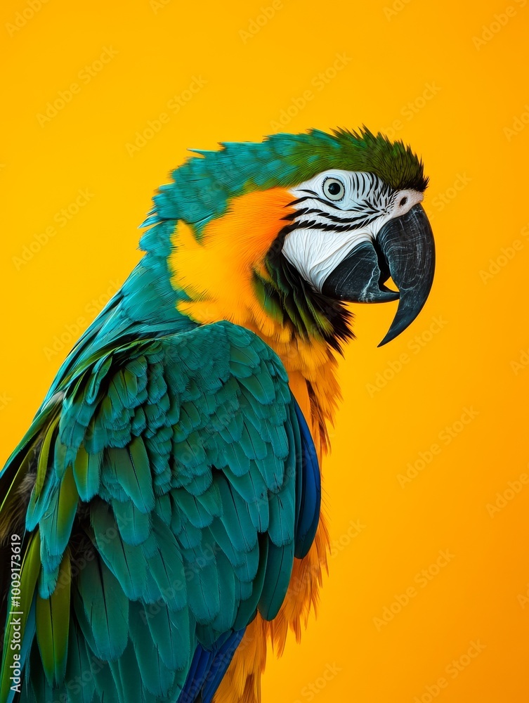 Exotic Bird with Blue and Yellow Feathers Exotic Bird with Blue and Yellow Feathers
