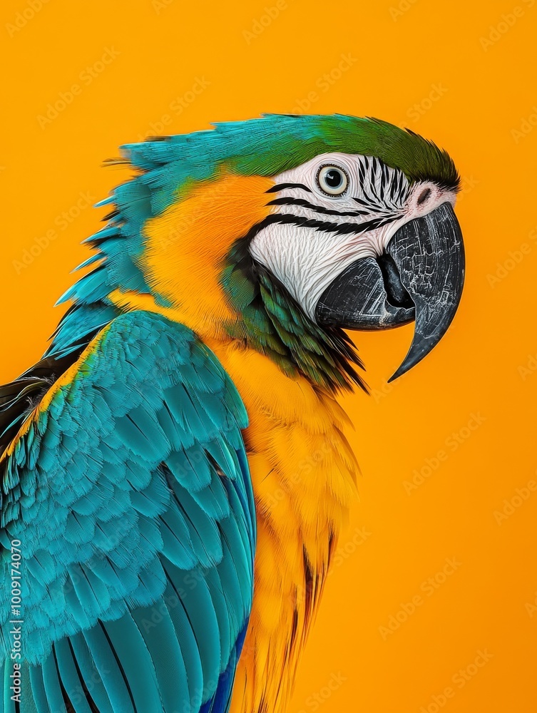 Exotic Blue and Yellow Parrot in Detail Exotic Blue and Yellow Parrot in Detail