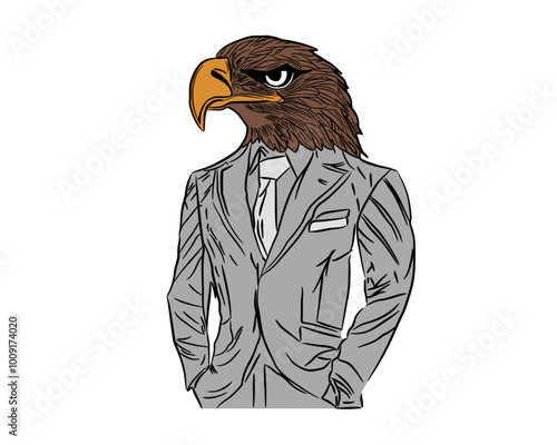 Eagle character, eagle portrait,  Eagle head in suit and tie, 