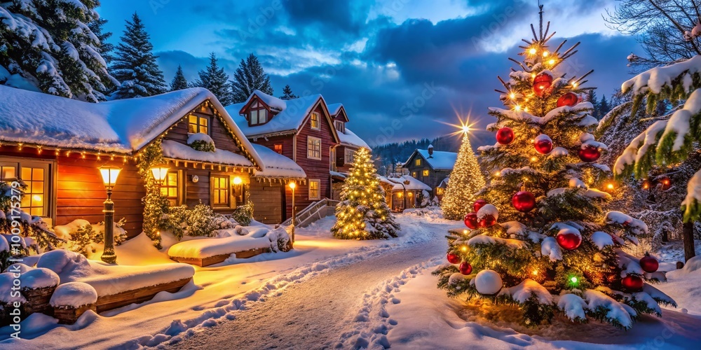 Cozy Christmas Scenes with Twinkling Lights, Festive Decorations, and Snowy Winter Landscapes Cozy Christmas Scenes with Twinkling Lights, Festive Decorations, and Snowy Winter Landscapes