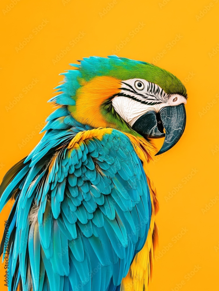 Fototapeta premium Macro Shot of a Vibrant Tropical Parrot