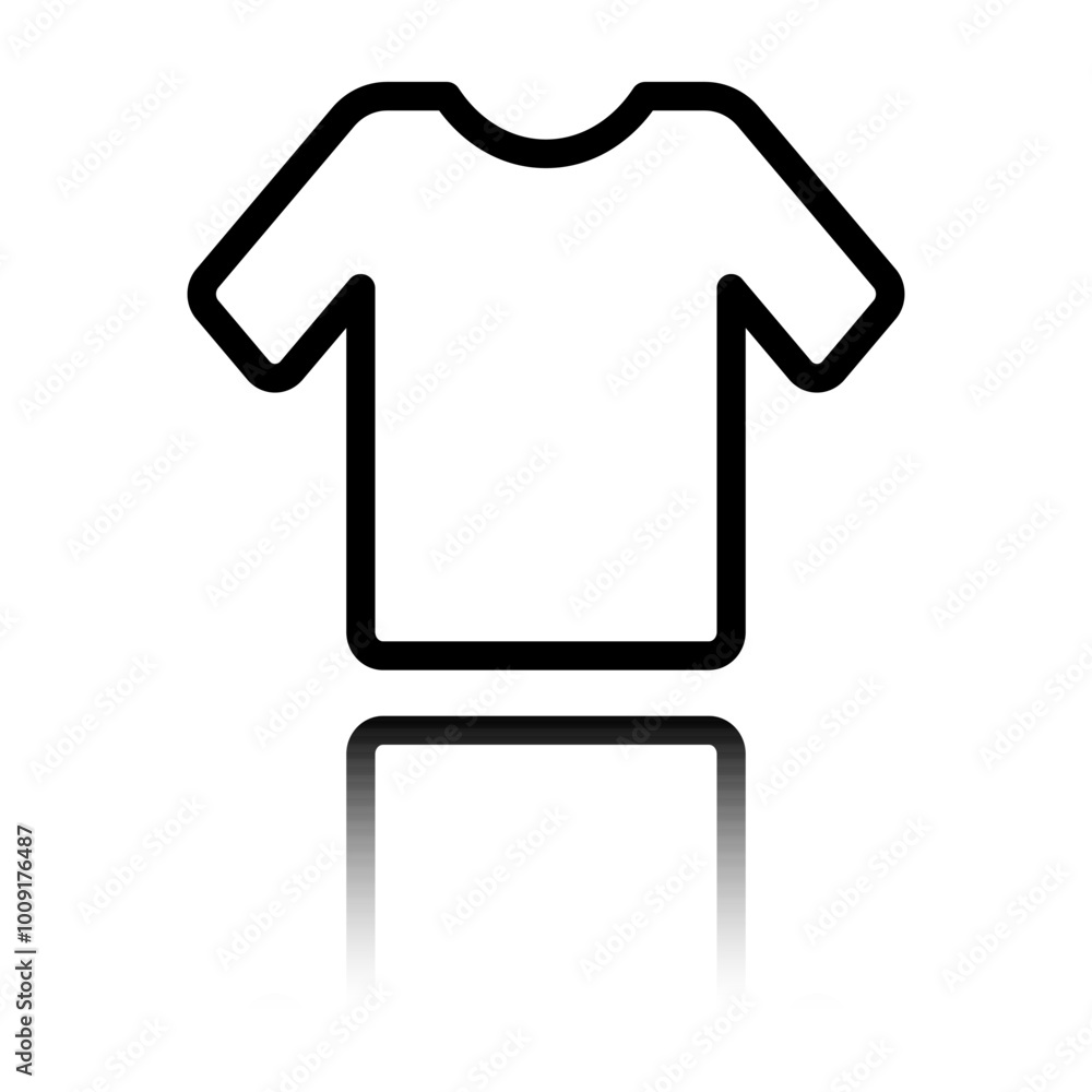 T-shirt simple icon vector. Flat design. Black icon with mirror reflection. White background T-shirt simple icon vector. Flat design. Black icon with mirror reflection. White background