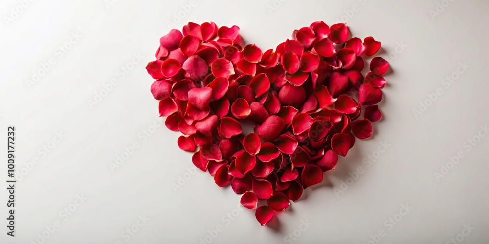 Elegant red heart made of rose petals on light background Elegant red heart made of rose petals on light background