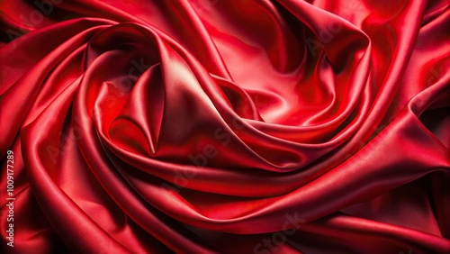 Elegant red silk drapery background with luxurious folds and waves Macro