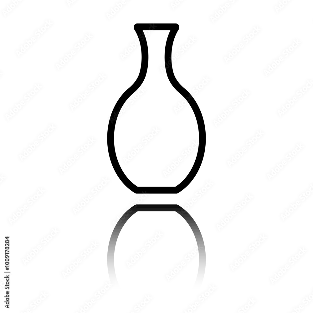 Vase simple icon vector. Flat design. Black icon with mirror reflection. White background Vase simple icon vector. Flat design. Black icon with mirror reflection. White background
