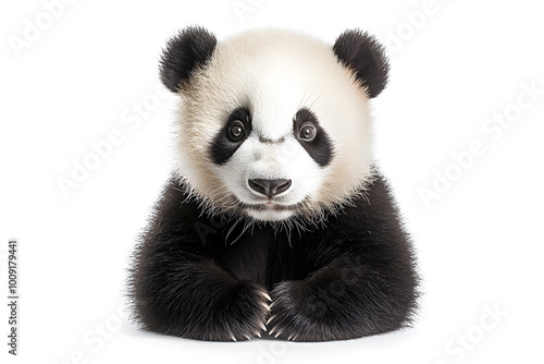 Cute panda isolated on white background