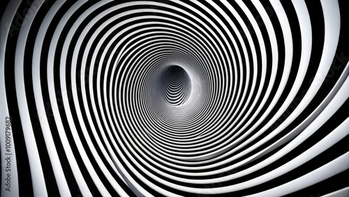 Monochrome Spiral Optical Illusion: Infinite Tunnel Effect