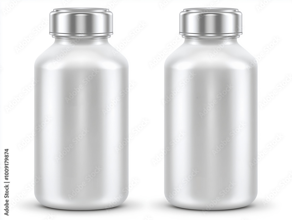 White metal bottle with stainless cap isolated White metal bottle with stainless cap isolated