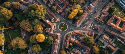 Aerial View of a European Town