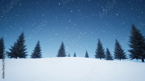 Wallpaper Mural Cozy Winter Night with Snowy Landscape and Starry Sky Over Pine Trees Torontodigital.ca