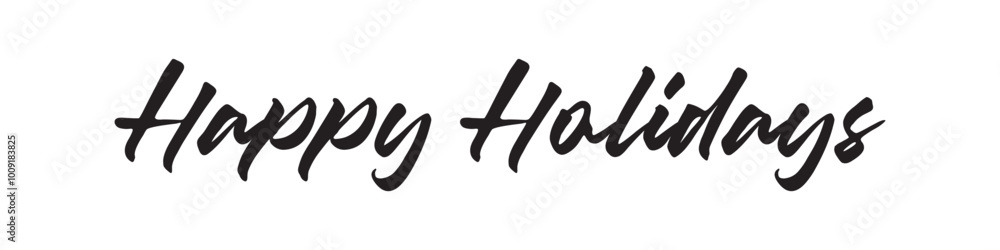Happy Holidays Red Brush Calligraphy Vector Text Script, Horizontal Typography Banner Happy Holidays Red Brush Calligraphy Vector Text Script, Horizontal Typography Banner