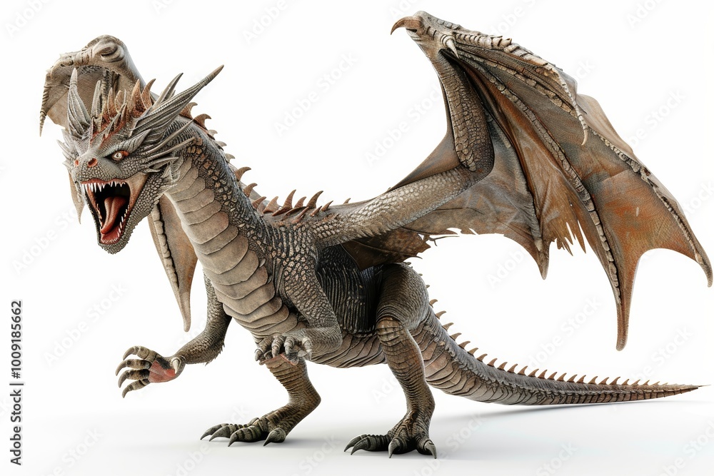 Fototapeta premium Fierce fantasy dragon with outstretched wings