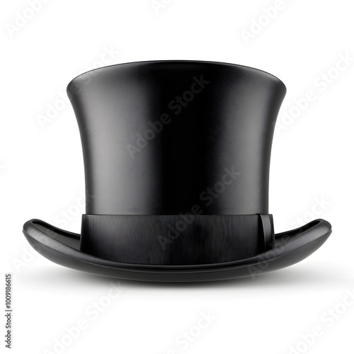 Cylinder black top hat isolated on white background
 photo