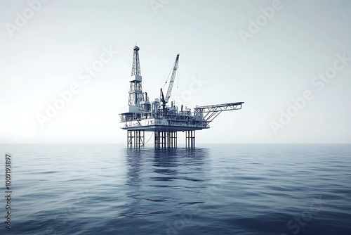 Offshore Oil Rig Standing Tall in Calm Waters