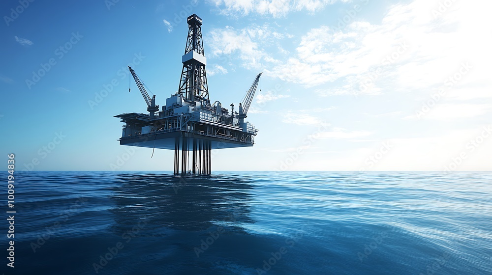 Offshore Oil Rig Platform in Calm Ocean Waters Offshore Oil Rig Platform in Calm Ocean Waters