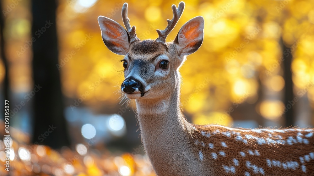 Fawn Deer Portrait in Autumn Forest Fawn Deer Portrait in Autumn Forest