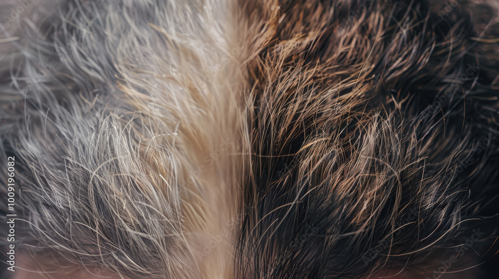 Fototapeta premium Comparison between hair at a young age and at an old age