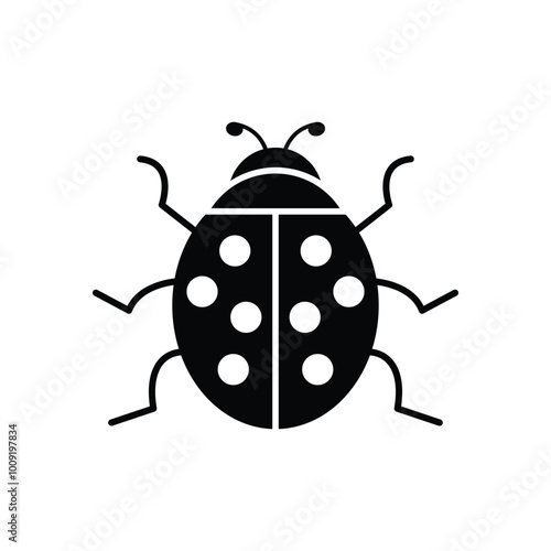 Lady bug flat vector icon and clip art design