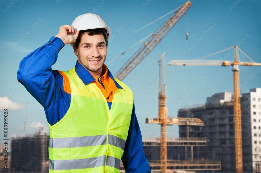 builder architect worker on construction site builder architect worker on construction site