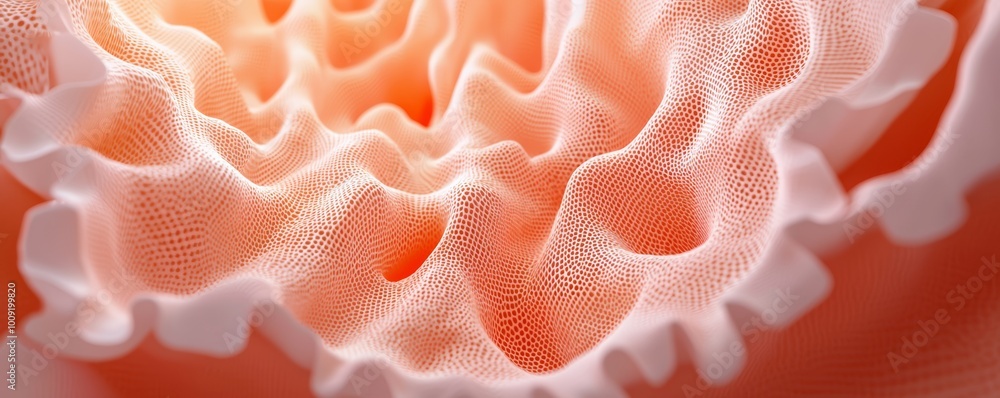 A 3D rendering of the human intestines with detailed textures, showing the full digestive system from the esophagus down to the rectum. A 3D rendering of the human intestines with detailed textures, showing the full digestive system from the esophagus down to the rectum.