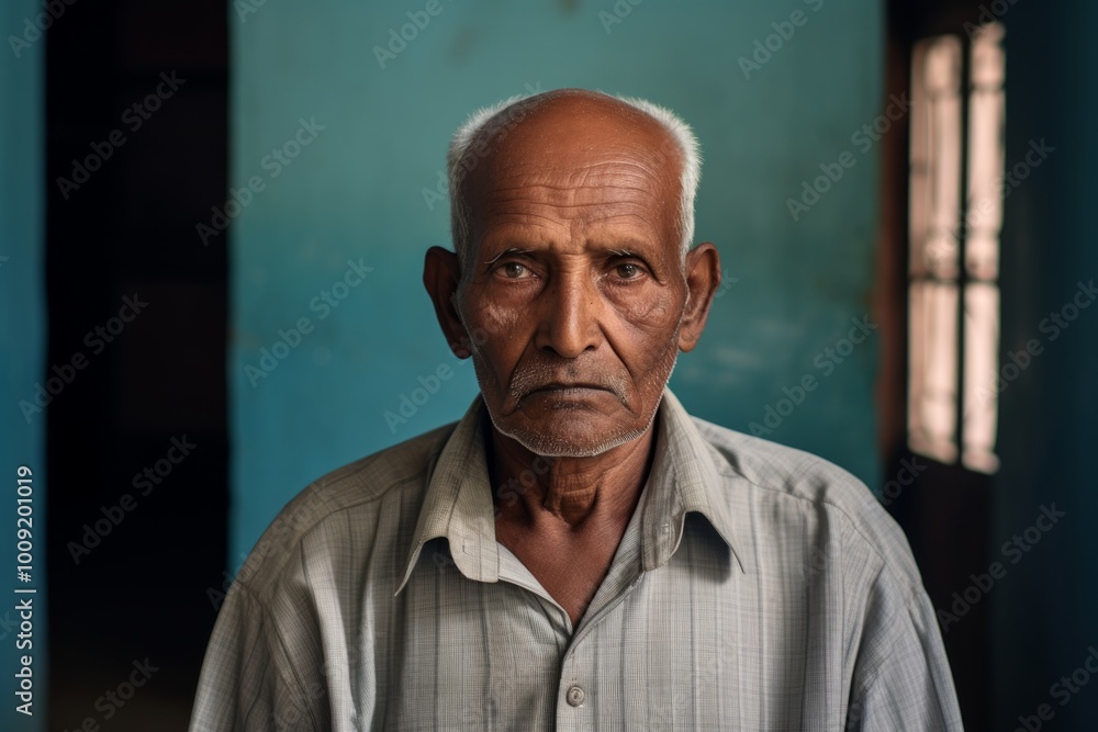 Portrait of a glad indian elderly 100 years old man sporting a long-sleeved thermal undershirt on modern minimalist interior Portrait of a glad indian elderly 100 years old man sporting a long-sleeved thermal undershirt on modern minimalist interior