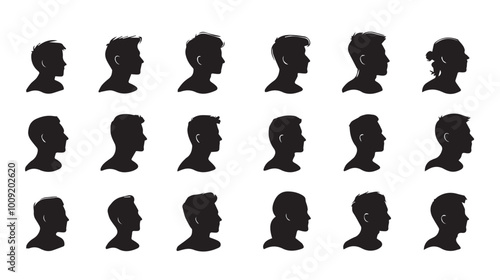 User icon vector set Profile and people silhouette collection