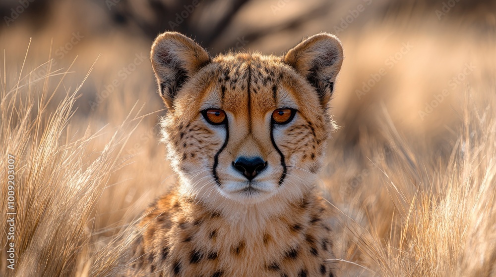 Close-up Portrait of a Cheetah in the Grass Close-up Portrait of a Cheetah in the Grass