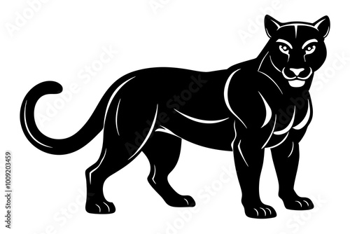 Cougar Silhouette with Muscular, Low-Slung Body