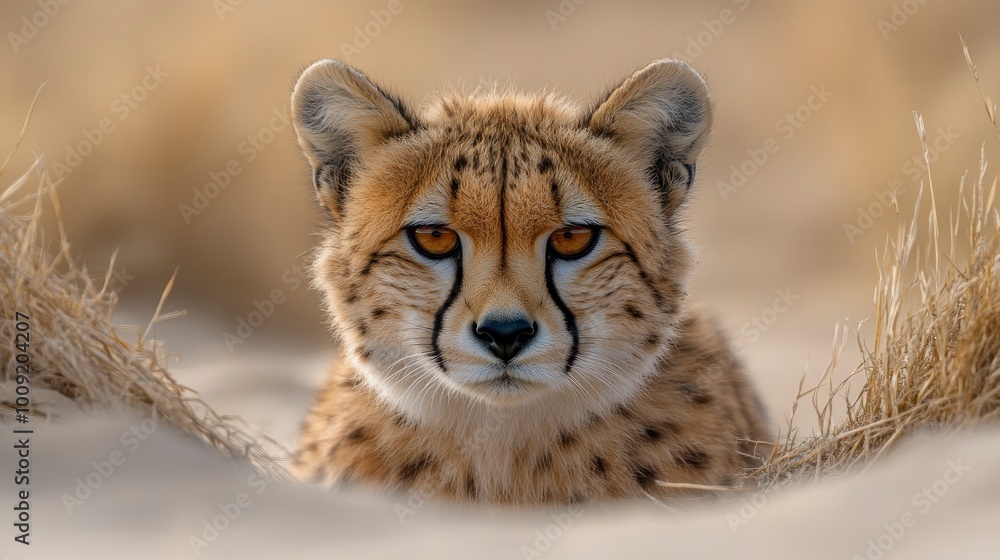 Cheetah Hiding in Grass