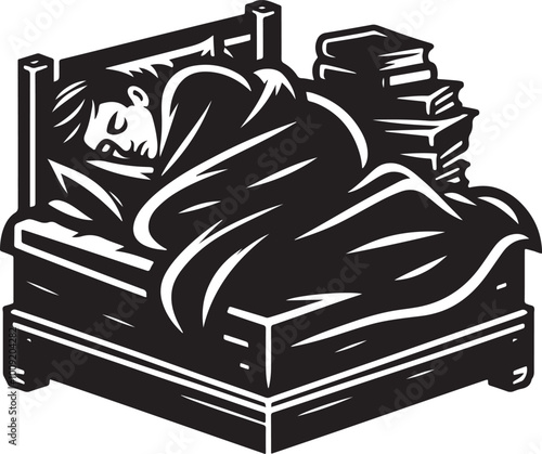man sleeping peacefully silhouette vector