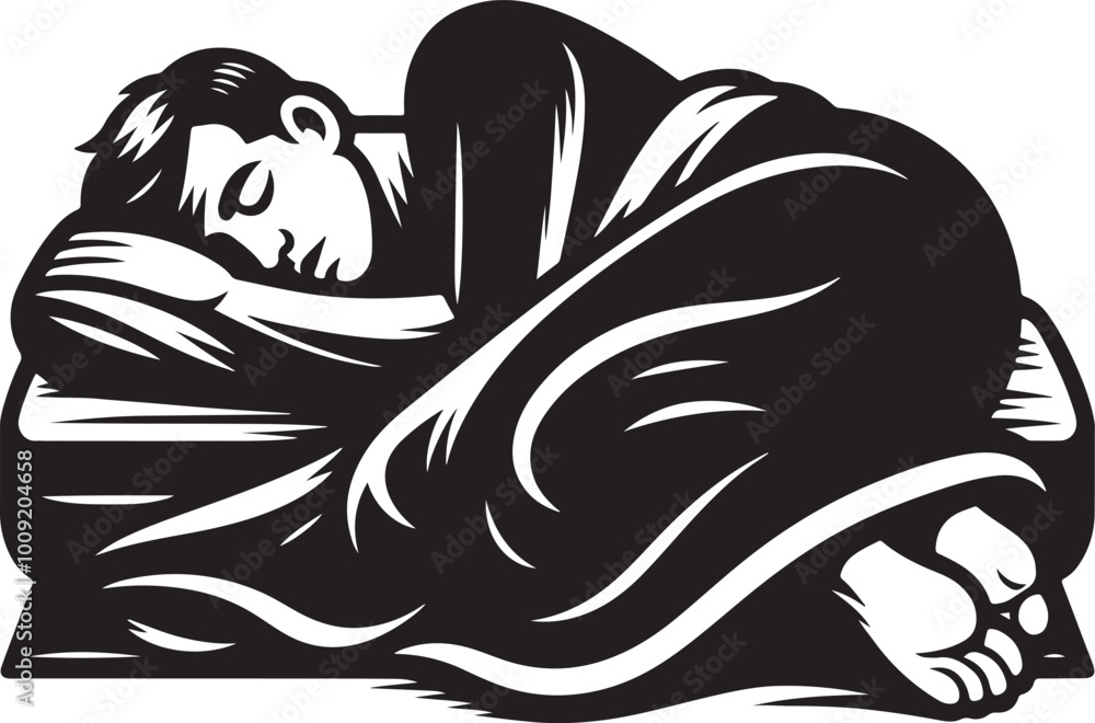 man sleeping peacefully silhouette vector man sleeping peacefully silhouette vector