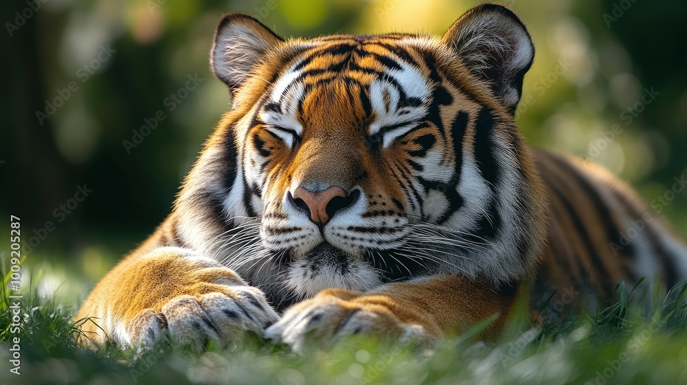 Majestic Tiger Resting in the Grass Majestic Tiger Resting in the Grass