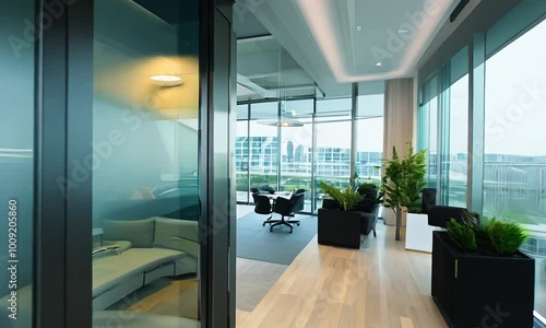 Interior Walkthrough of a Contemporary Office Building with Clean Lines