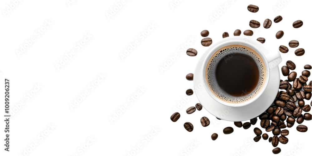 Obraz premium Espresso Cup with Coffee Beans Isolated