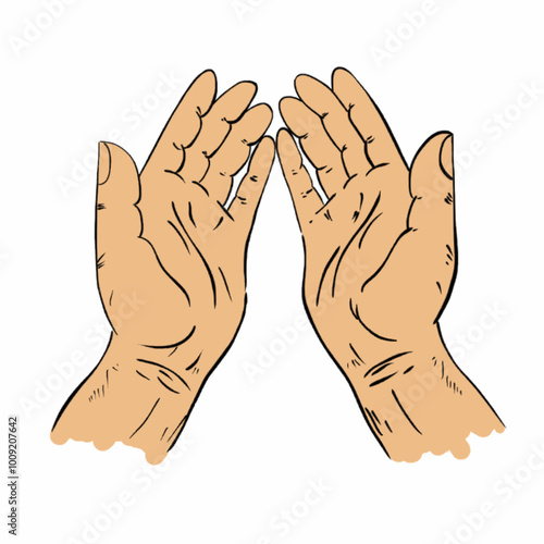 Hand illustrations that are praying in color.