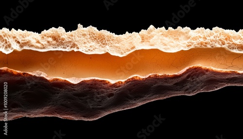 A close-up of the skins surface structure, showing the stratum corneum's dead cells flaking off, with newer cells rising from the stratum basale below.